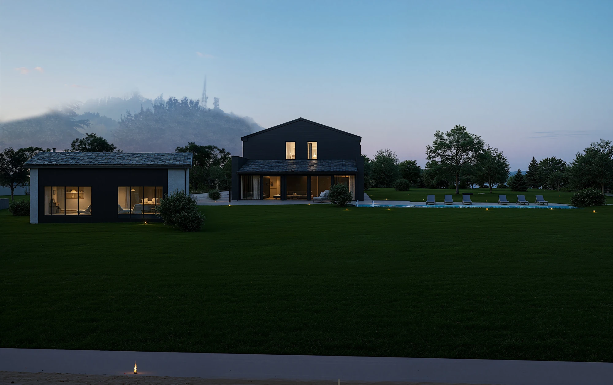 Render architettonico serale